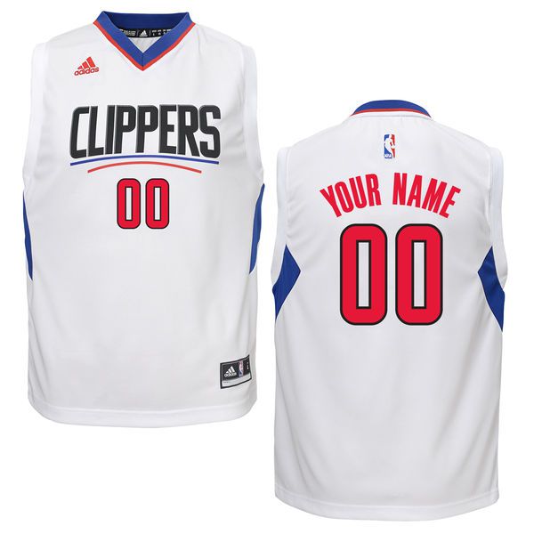 Youth Los Angeles Clippers Adidas White Custom Home NBA Jersey